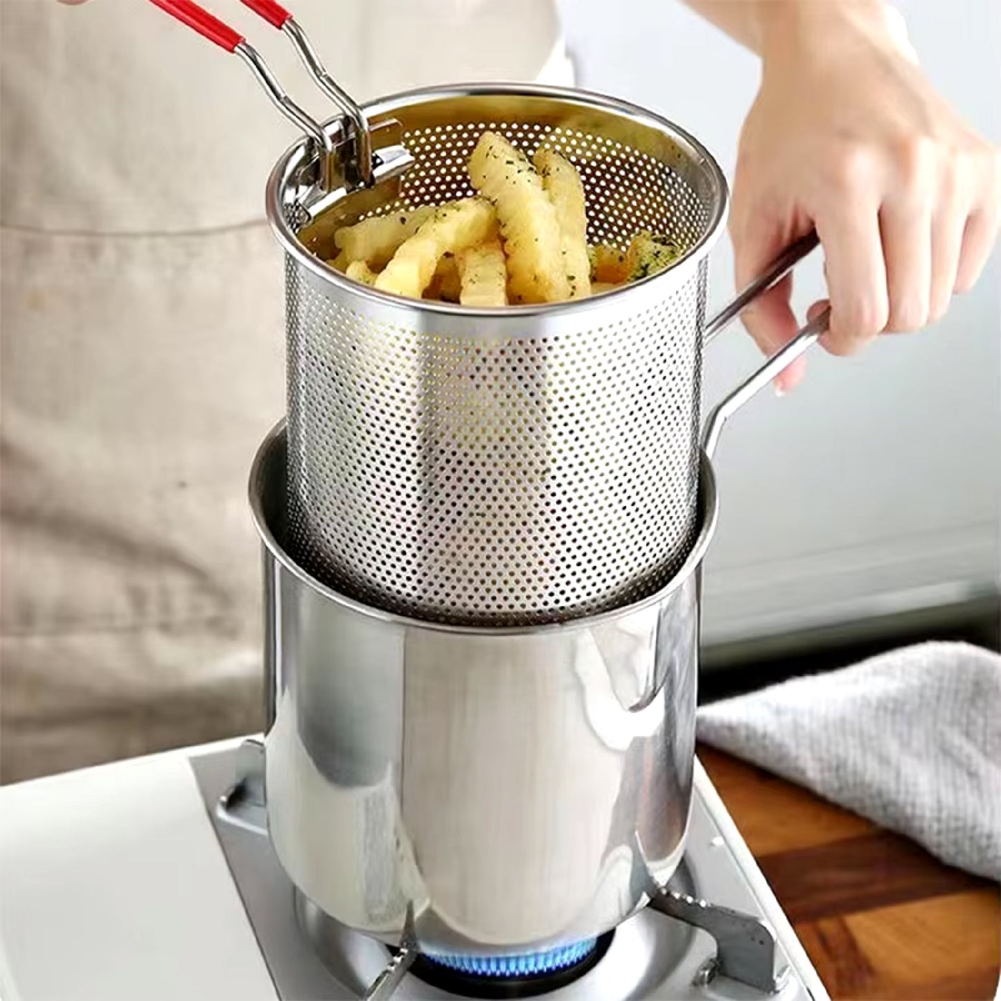 🍟 Olla Freidora de Acero Inoxidable 1.5L